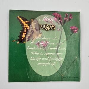 Vintage "Mom" Butterfly Poem and Gold Toned Pin Original Card w Cardboard Stand